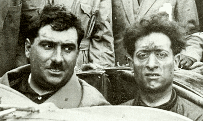 Campari and mechanic Ramponi after victory in the 1924 French Grand Prix at Lyons